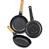 BRA Efficient Orange - Set de 3 sartenes- aluminio fundido con antiadherente tricapa libre de PFOA- para todo tipo de…